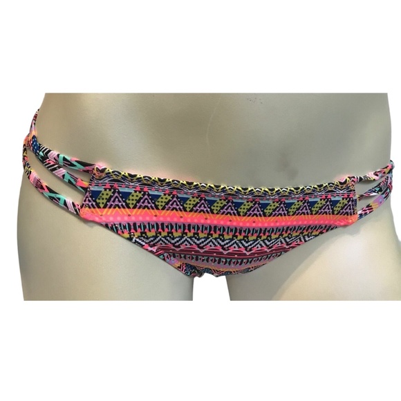 Victoria's Secret Multi Zig Zag Foil The Strappy Cheeky Swim Bottom XS - Picture 2 of 2